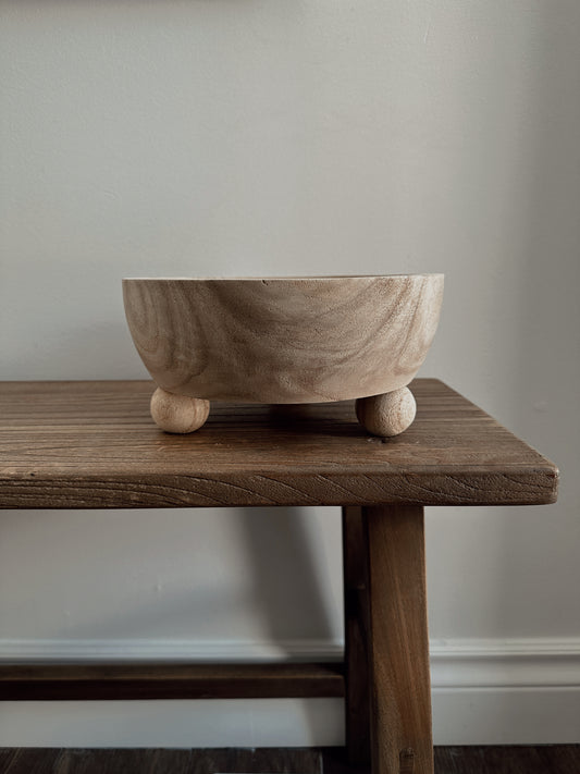 footed paulownia wood bowl