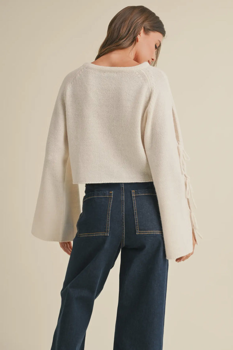 sleeve tie crop sweater