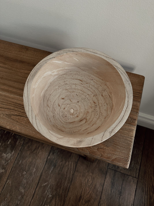 footed paulownia wood bowl