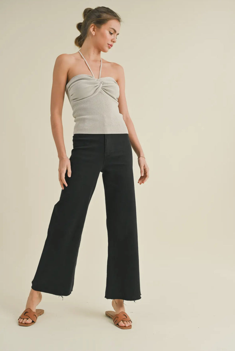 straight wide leg denim pants