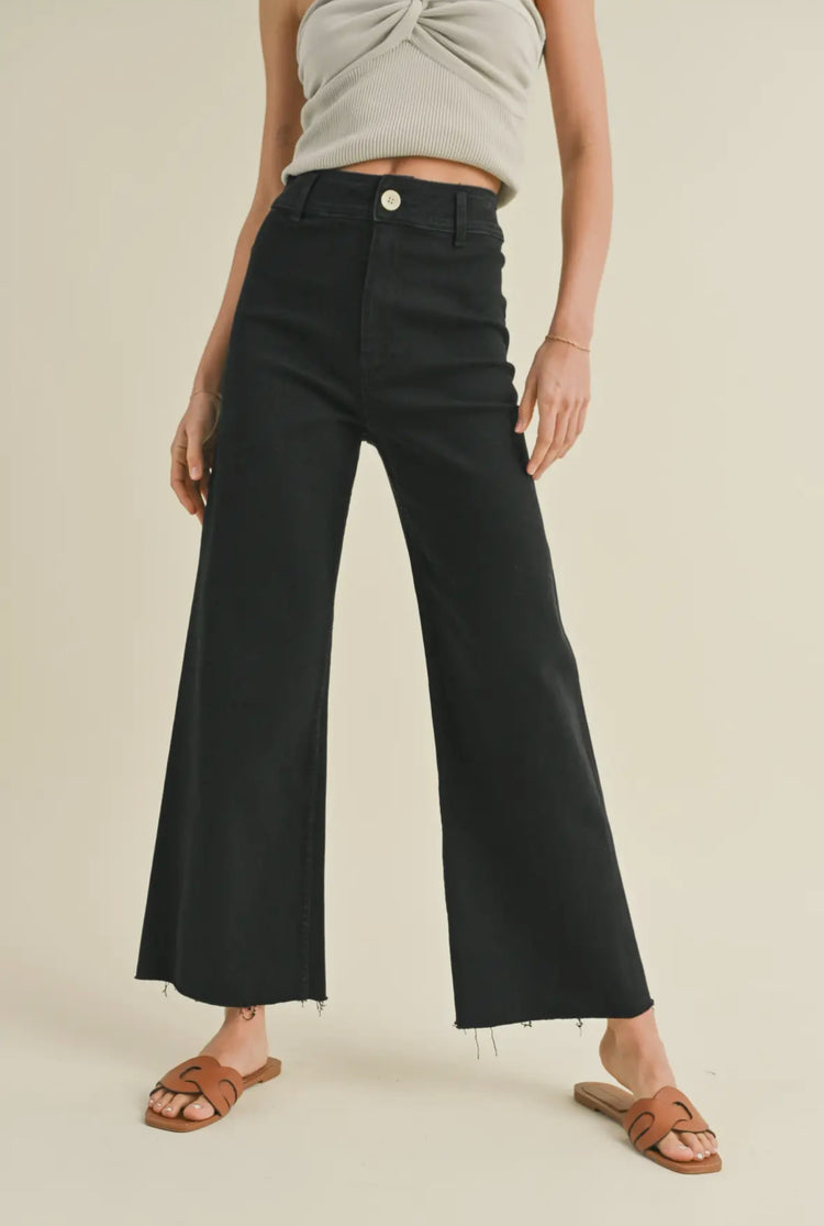 straight wide leg denim pants