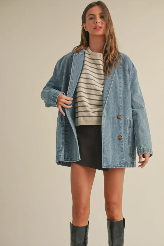 denim oversized blazer