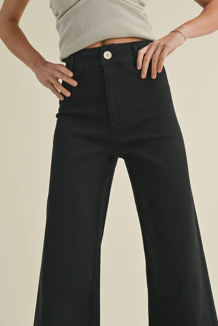 straight wide leg denim pants