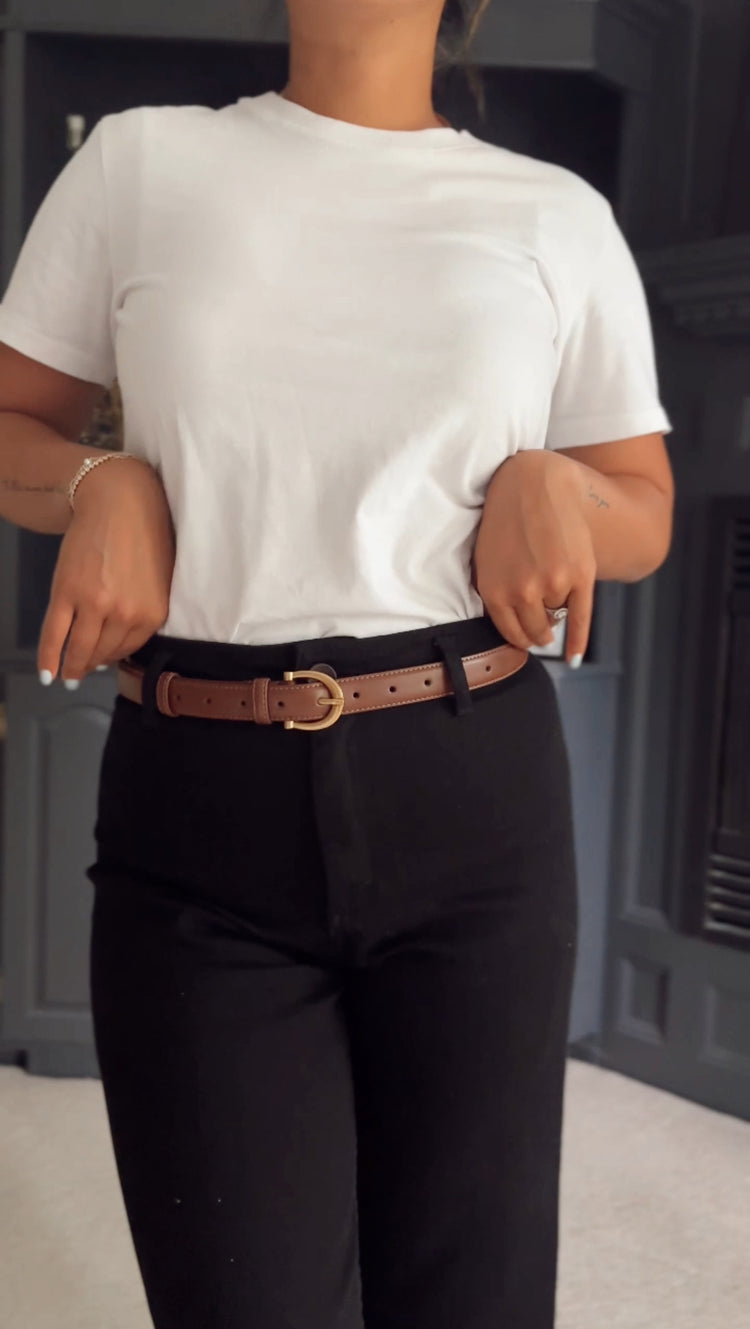 classic leather and gold belt