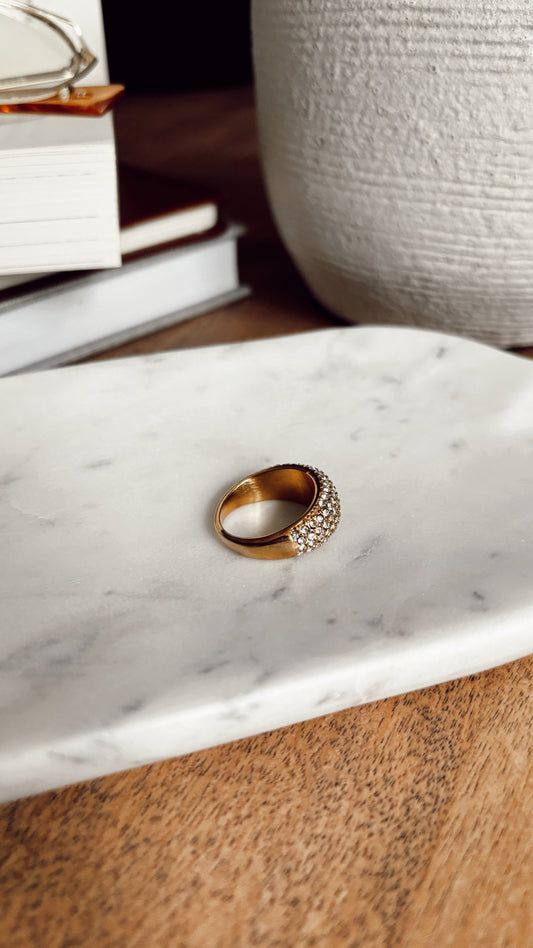 pavé gold dome ring