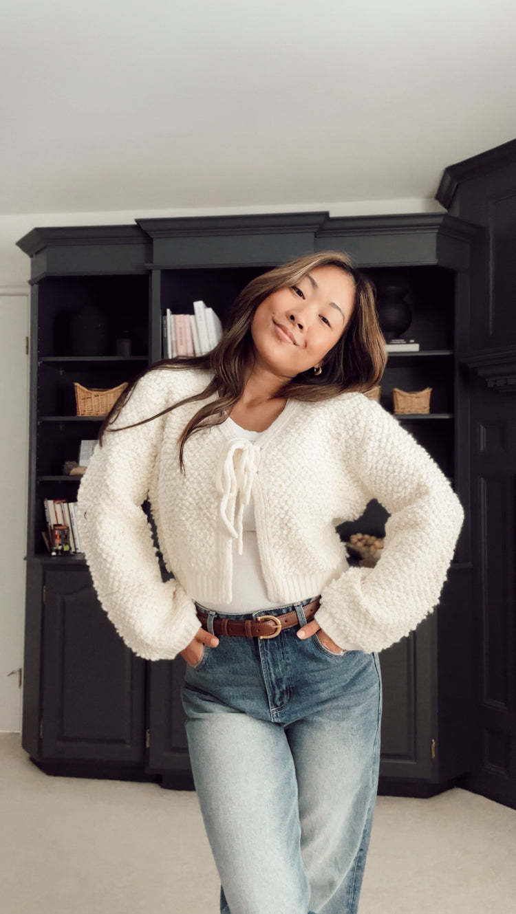 chunky tie knit cardigan