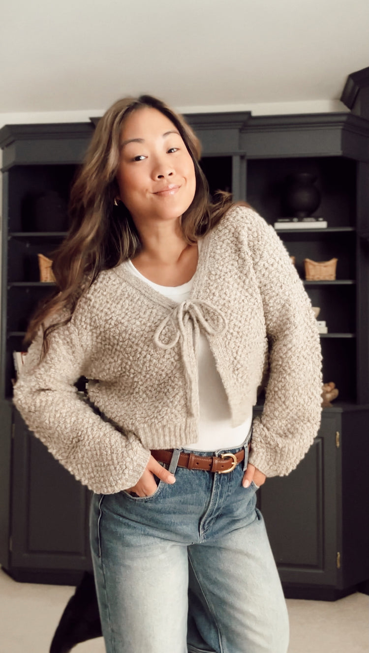 chunky tie knit cardigan