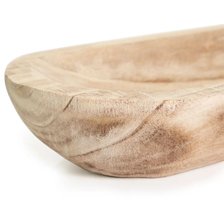 long paulownia wood dough bowl